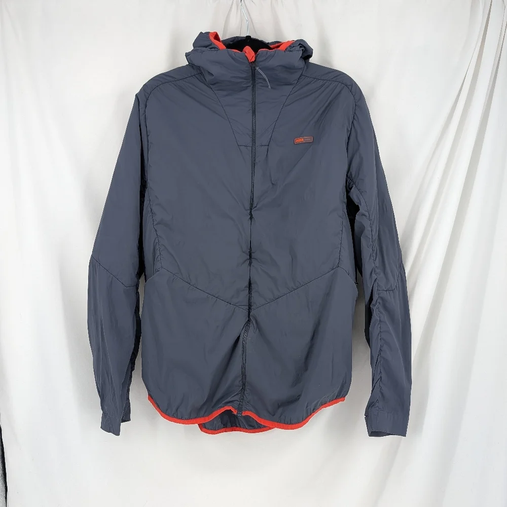 Hoka Hybrid Run Jacket Grey Orange Activewear Mens Large - Picture 3 of 15